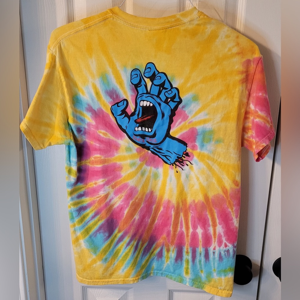 Santa Cruz Skateboards Rainbow Tie Dye Screaming Hand Logo T-Shirt Size Medium